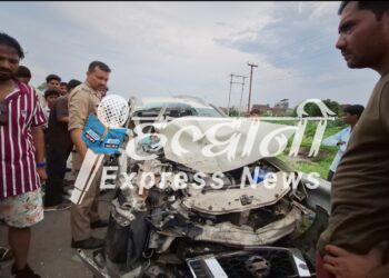 गौलापार बाईपास पर भीषण हादसा, ट्रक-कार की टक्कर में चार घायल, अस्पताल में भर्ती