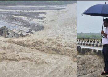 गौला नदी में उफान: पुल का निरीक्षण, जल स्तर 55 हजार क्यूसेक पार, चेक डेम क्षतिग्रस्त