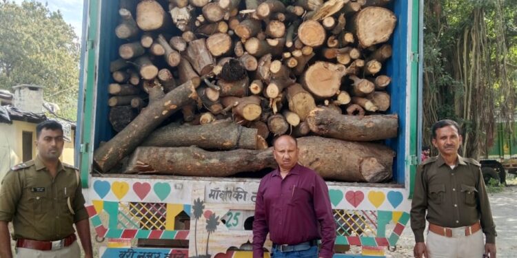वन विभाग की बड़ी कार्रवाई: शांतिकुंज बैरियर पर तस्करी में इस्तेमाल कैन्टर पकड़ा, चालक फरार