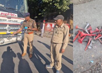 प्रेसर हॉर्न पर पुलिस की सख्ती, रोडवेज बसों सहित 47 वाहनों के चालान