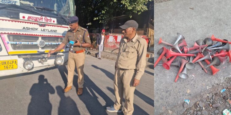 प्रेसर हॉर्न पर पुलिस की सख्ती, रोडवेज बसों सहित 47 वाहनों के चालान