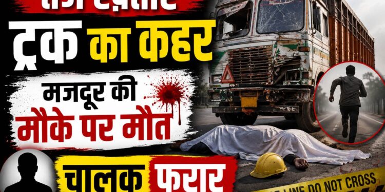 तेज रफ्तार ट्रक का कहर, मजदूर की मौके पर मौत, चालक फरार