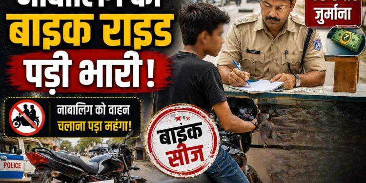 नाबालिग की बाइक राइड पड़ी भारी, 40 हजार जुर्माने के साथ बाइक सीज